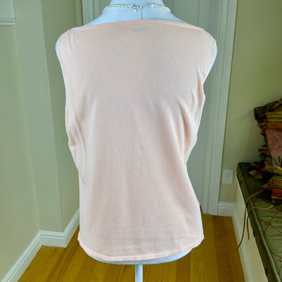 Max Studio Top Knit Embroidered Sequins Appliqué Pink Multi (L) - Picture 3 of 6